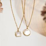 Mother of Pearl Locket Necklace-Jewelry > Necklaces > Lockets-EcoPhilia