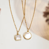 Mother of Pearl Locket Necklace-Jewelry > Necklaces > Lockets-EcoPhilia