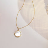 Mother of Pearl Locket Necklace-Jewelry > Necklaces > Lockets-EcoPhilia