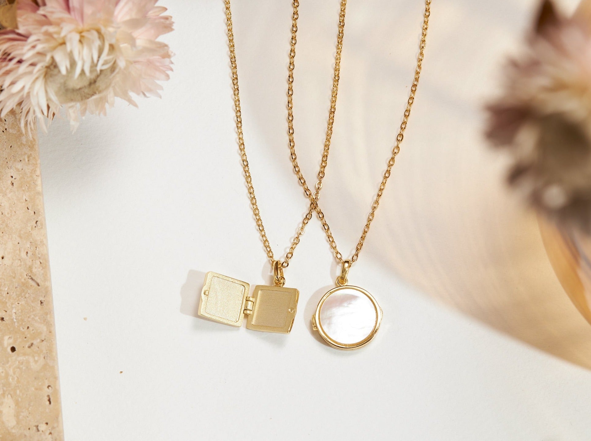 Mother of Pearl Locket Necklace-Jewelry > Necklaces > Lockets-EcoPhilia