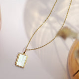 Mother of Pearl Locket Necklace-Jewelry > Necklaces > Lockets-EcoPhilia