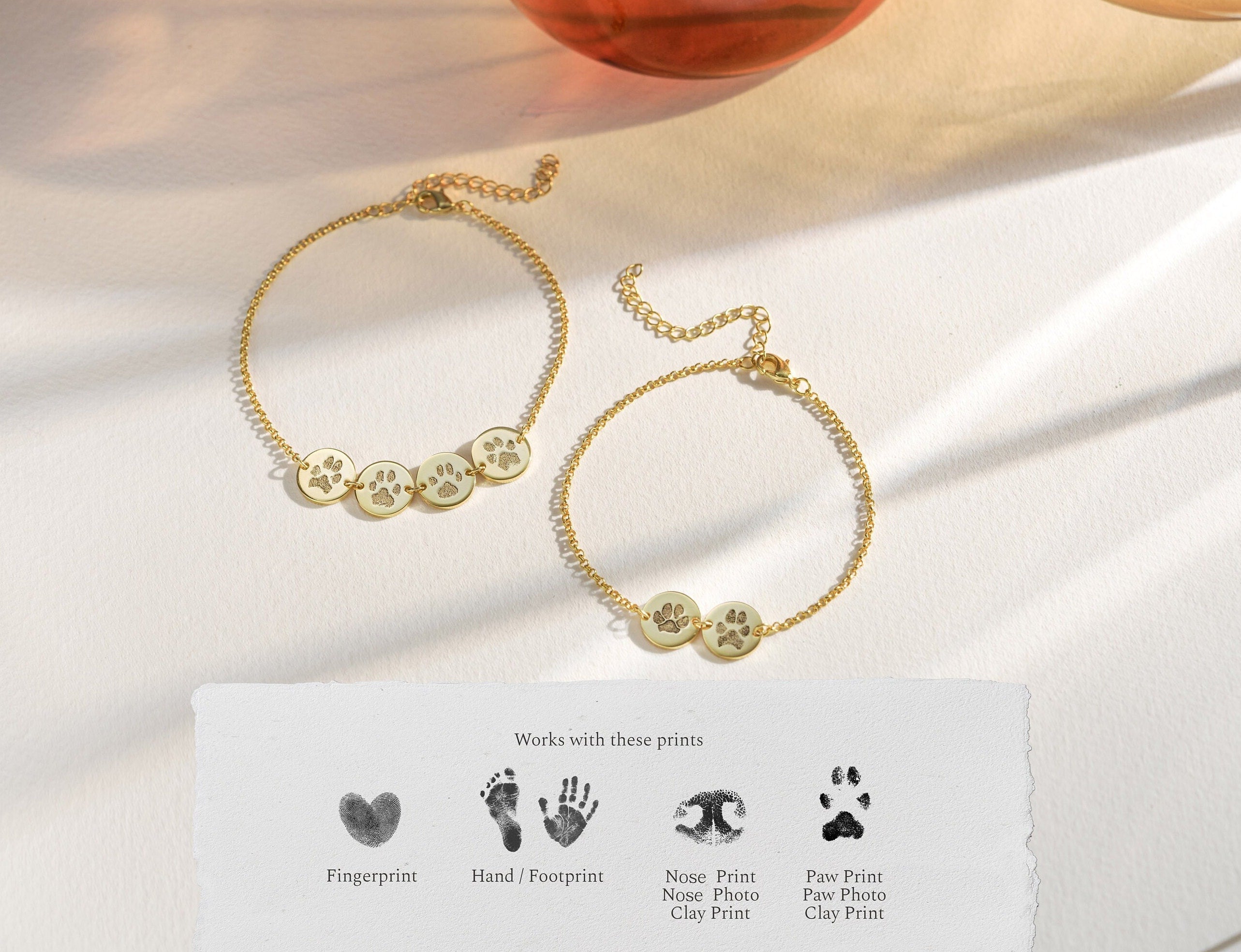 Multi Pet Paw or Nose Print Bracelet-Jewelry > Bracelets > Charm Bracelets-EcoPhilia