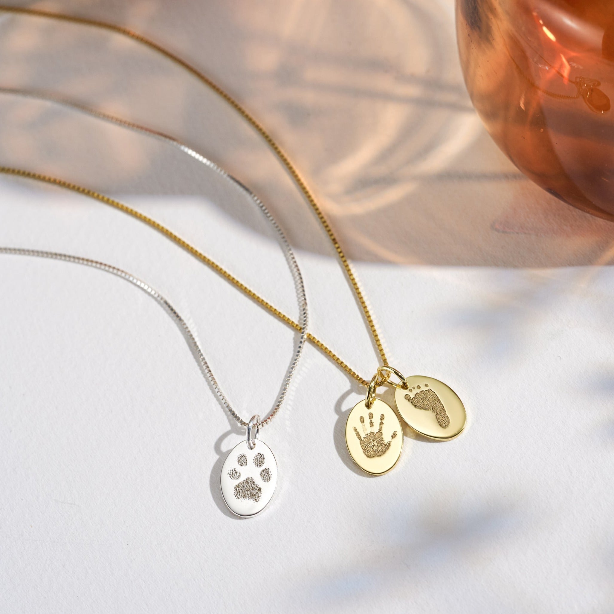 Newborn Footprint Oval Necklace-Jewelry > Necklaces > Charm Necklaces-EcoPhilia