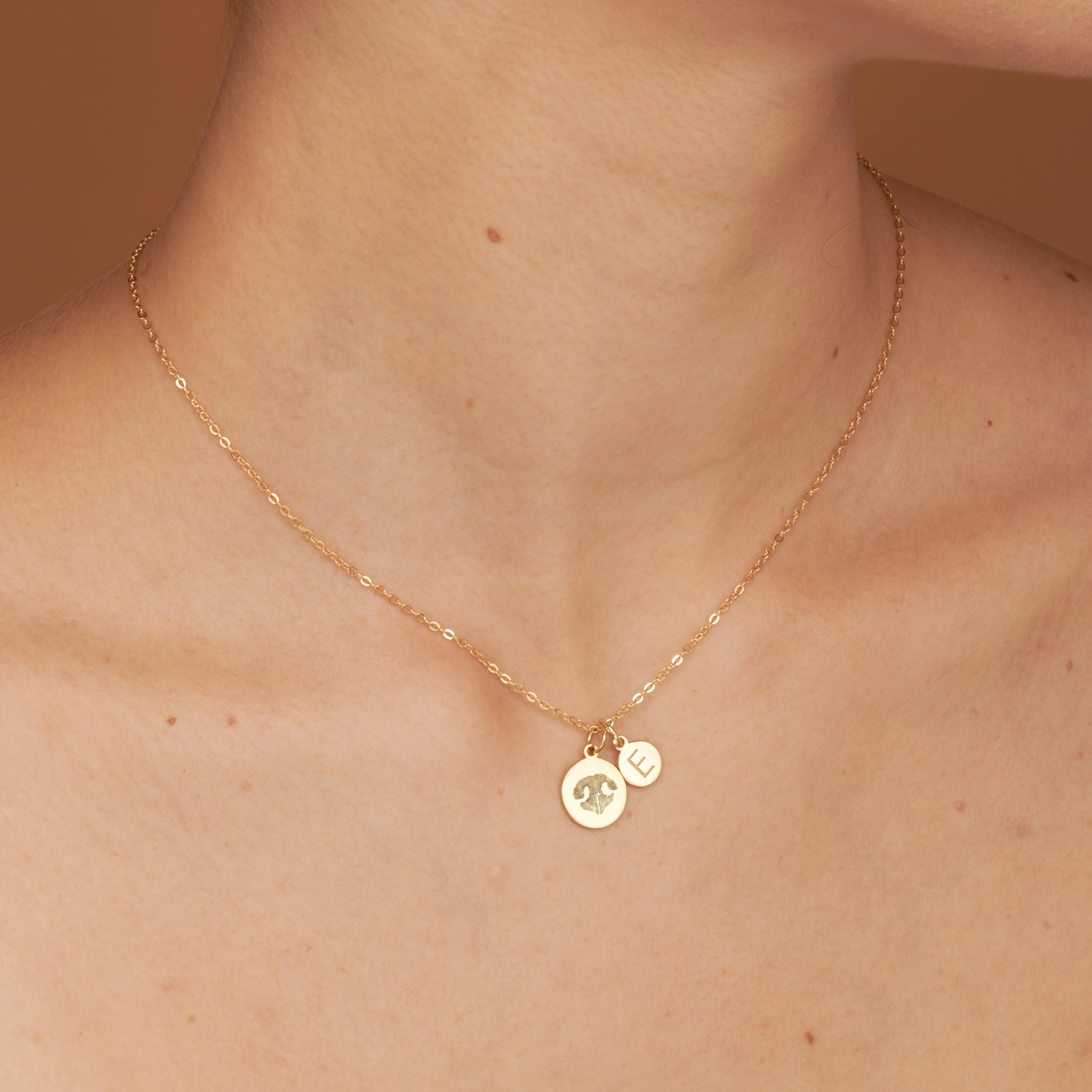 Nose Print Necklace Disc with Bone Charm-Jewelry > Necklaces > Pendant Necklaces-EcoPhilia