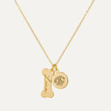 Nose Print Necklace Disc with Bone Charm-Jewelry > Necklaces > Pendant Necklaces-EcoPhilia