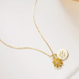 November Chrysanthemums Birth Flower Necklace-chrysanthemums necklace-EcoPhilia