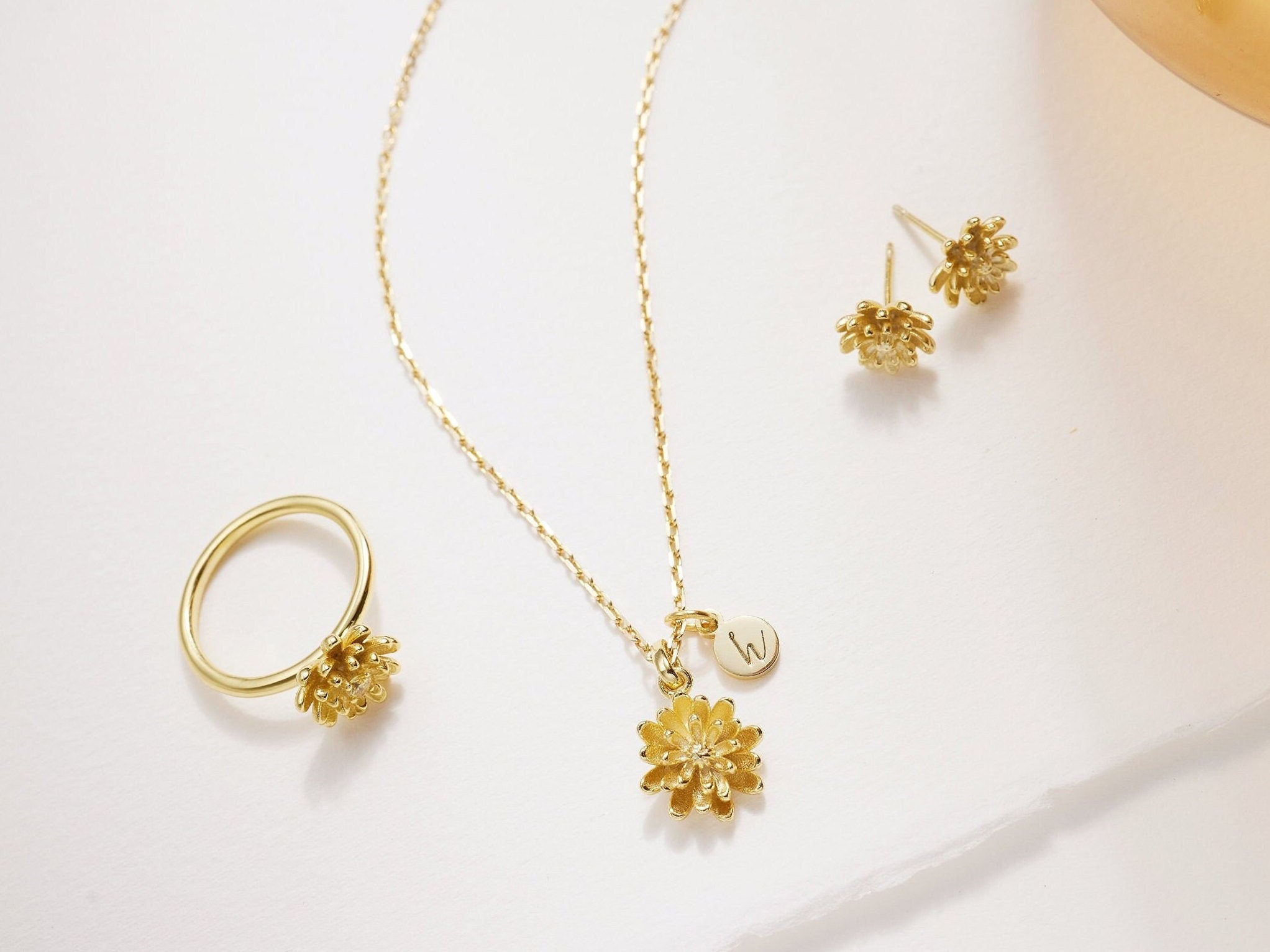 November Chrysanthemums Birth Flower Necklace-chrysanthemums necklace-EcoPhilia