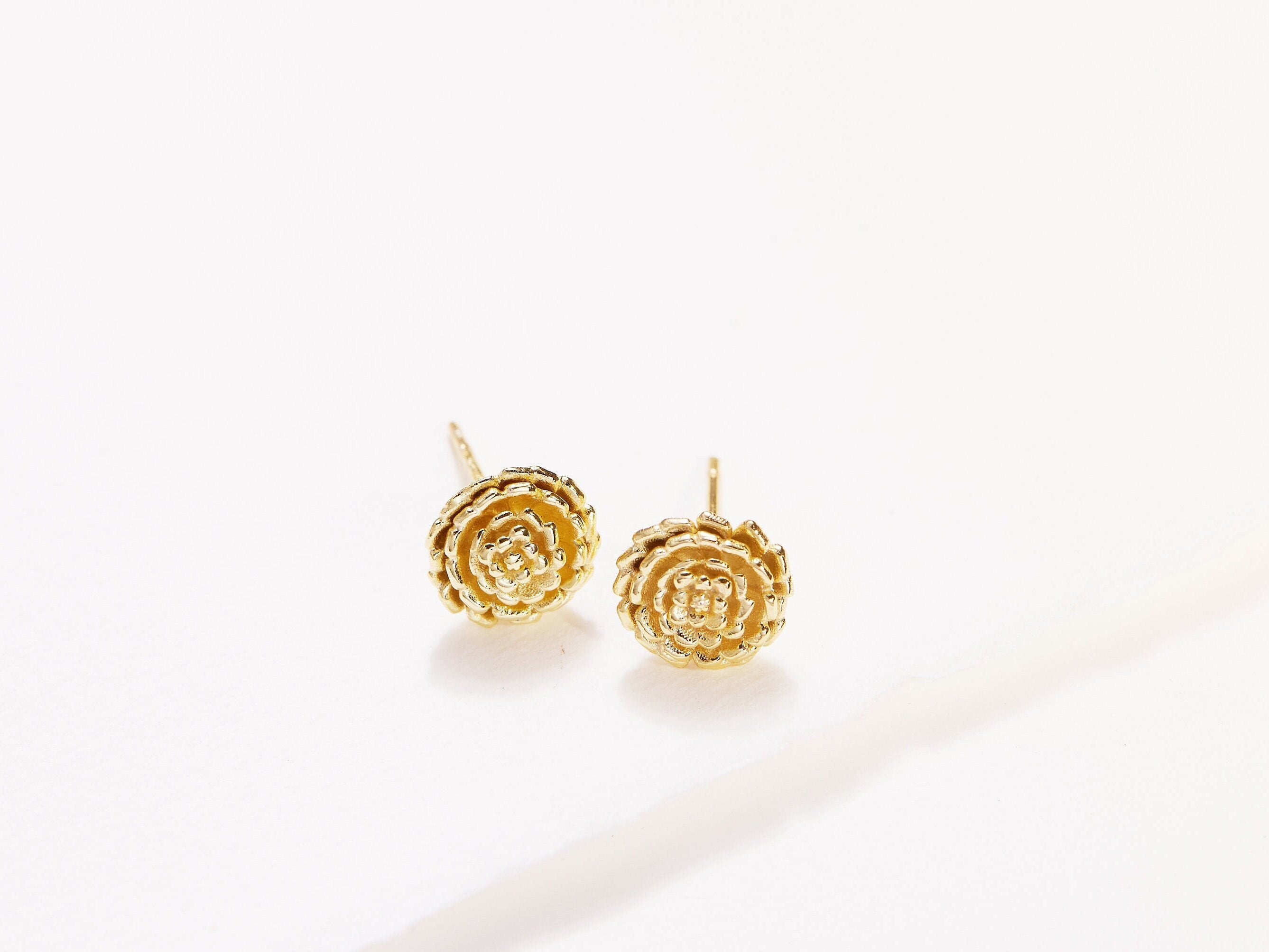 October Marigold Birth Flower Earring-Marigold October Birthday Flower Earrings-EcoPhilia