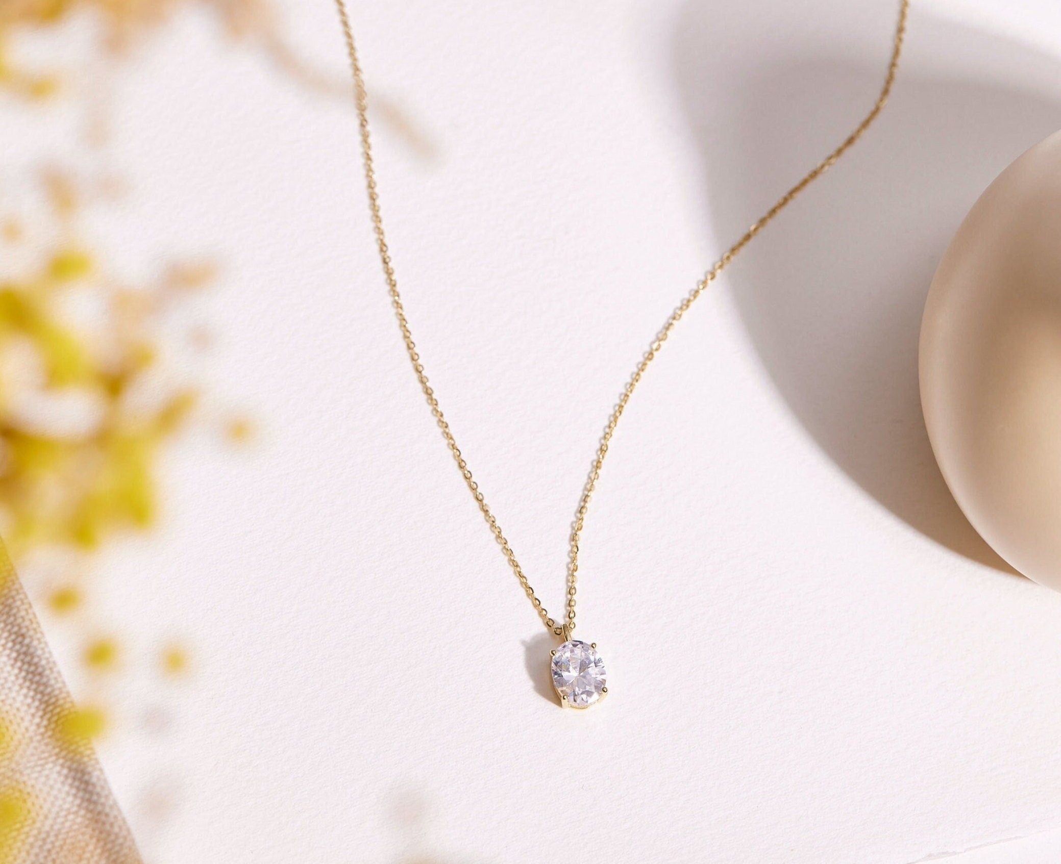 Oval Diamond Necklace-Oval Diamond Necklace-EcoPhilia