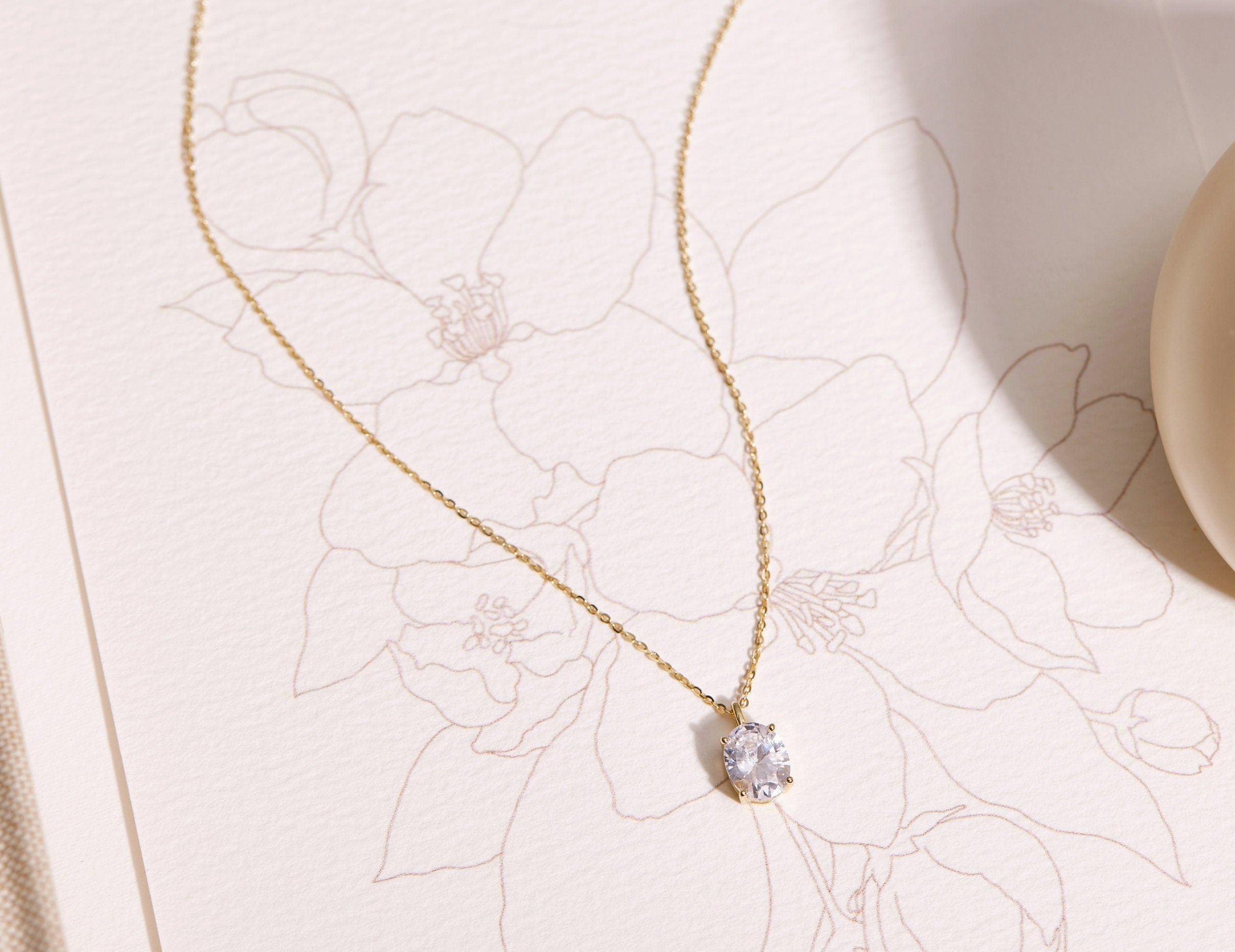 Oval Diamond Necklace-Oval Diamond Necklace-EcoPhilia