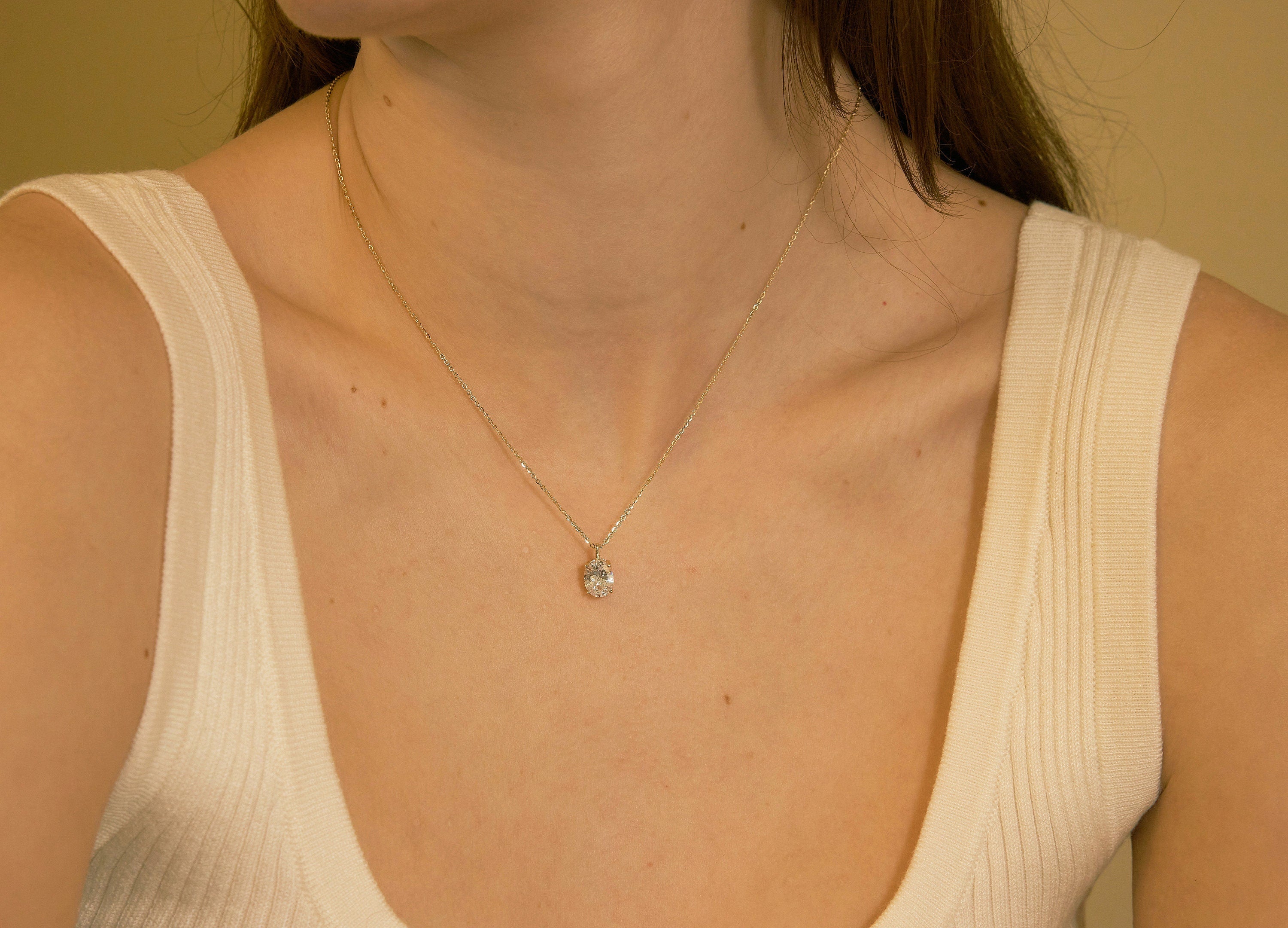 Oval Diamond Necklace-Oval Diamond Necklace-EcoPhilia