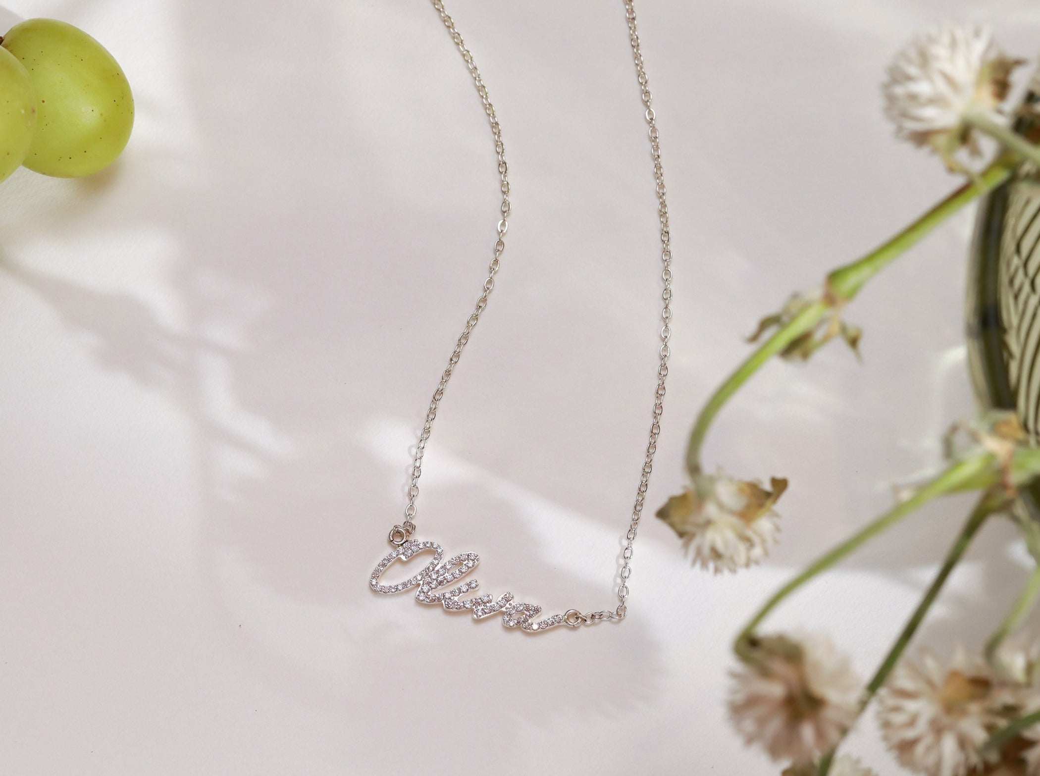 Pavé Handwriting Necklace-Jewelry > Necklaces > Monogram & Name Necklaces-EcoPhilia