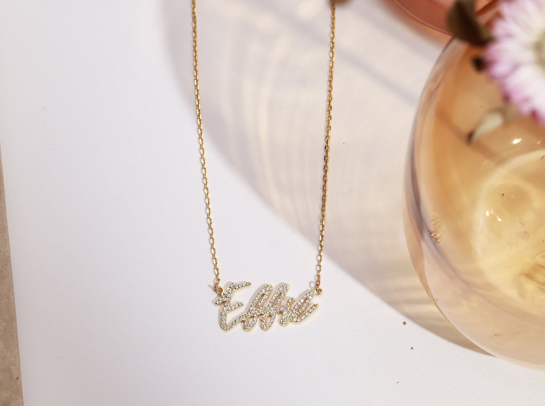 Pavé Handwriting Necklace-Pavé Handwriting Necklace-EcoPhilia