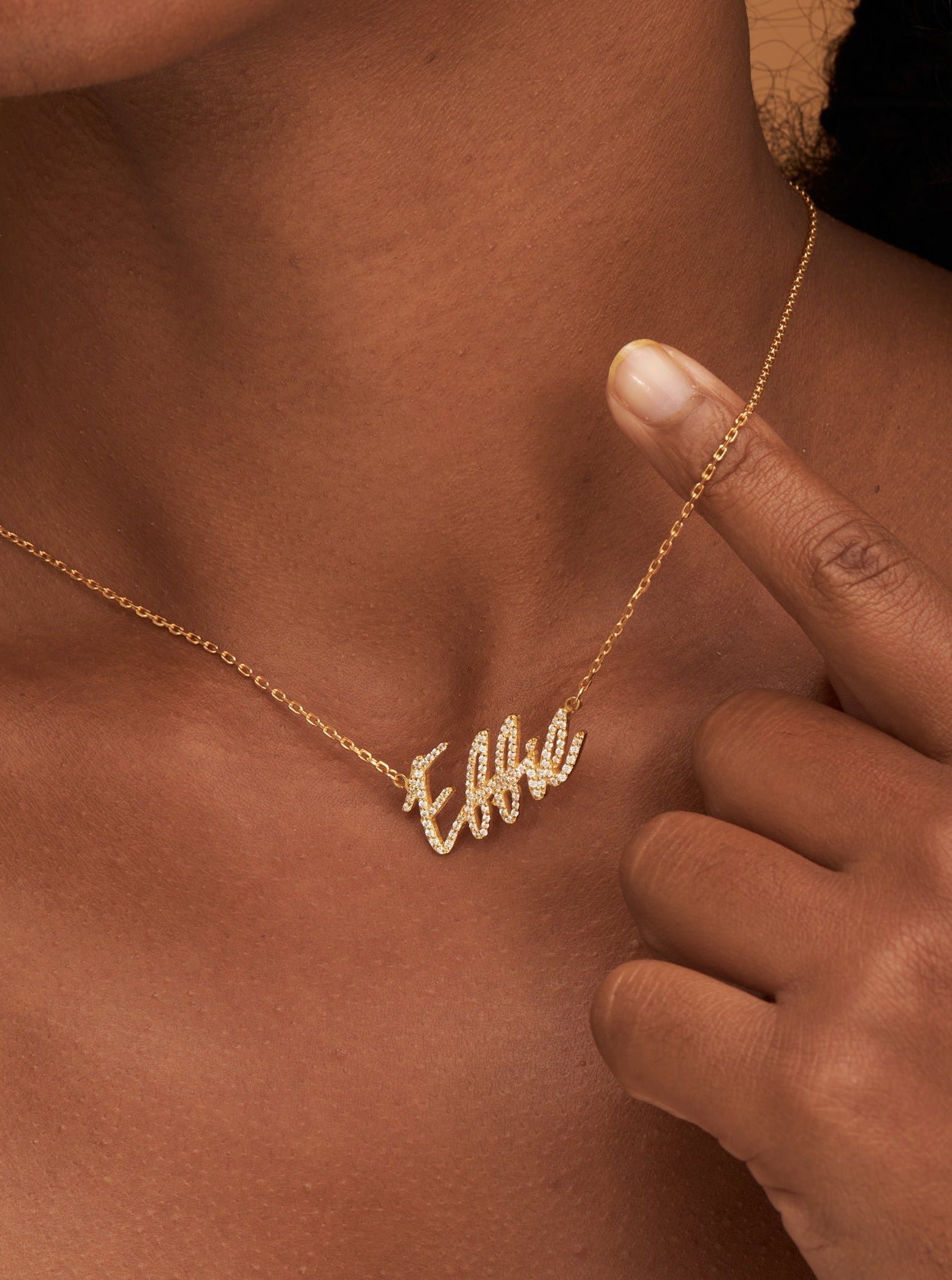 Pavé Handwriting Necklace-Pavé Handwriting Necklace-EcoPhilia