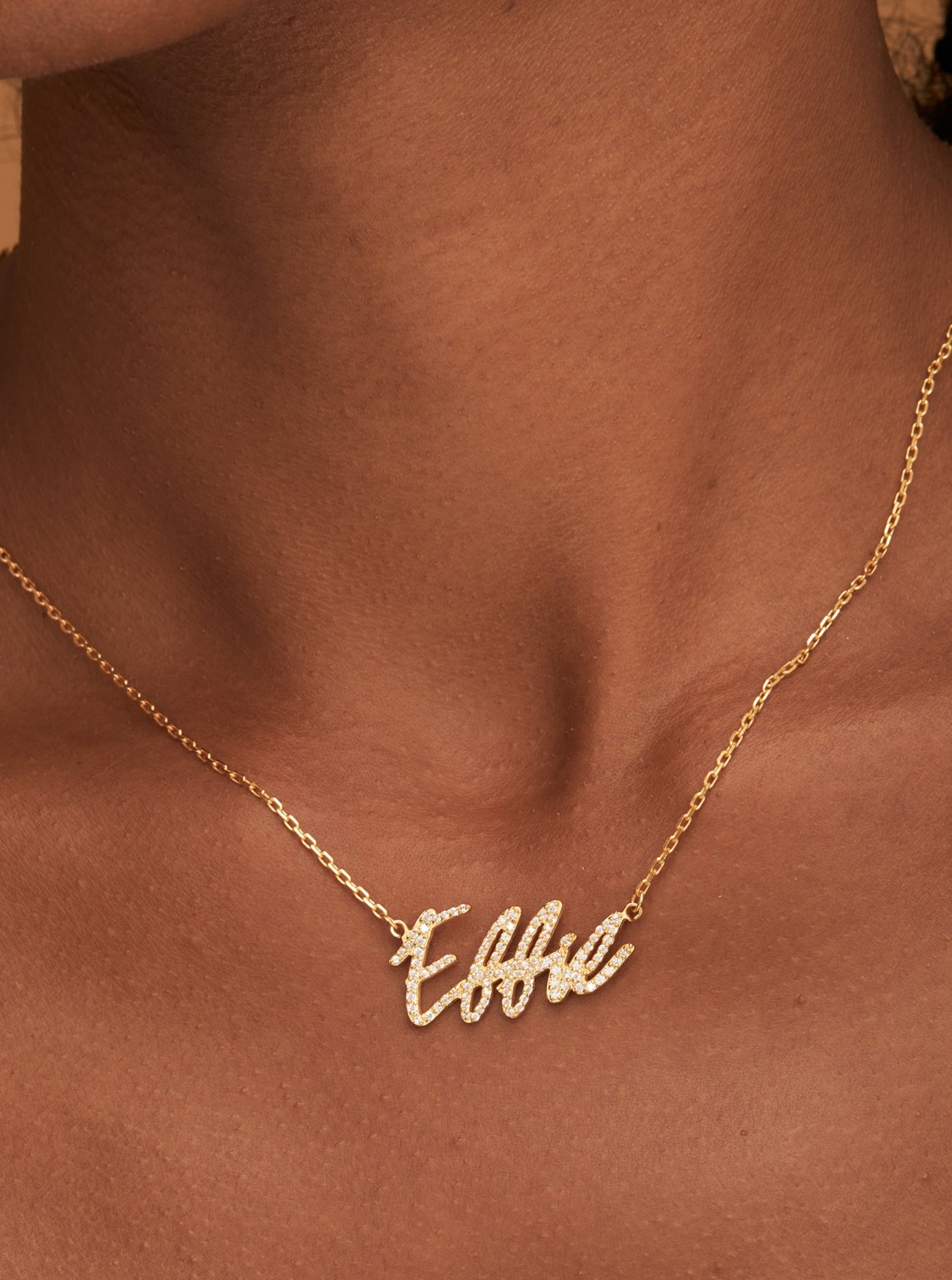 Pavé Handwriting Necklace-Pavé Handwriting Necklace-EcoPhilia