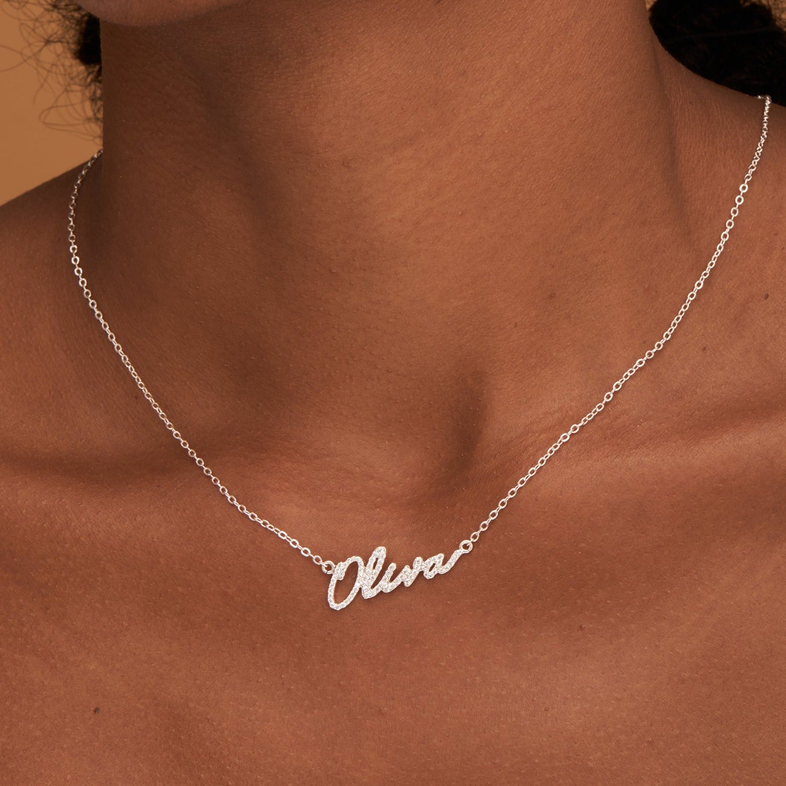 Pavé Handwriting Necklace-Jewelry > Necklaces > Monogram & Name Necklaces-EcoPhilia