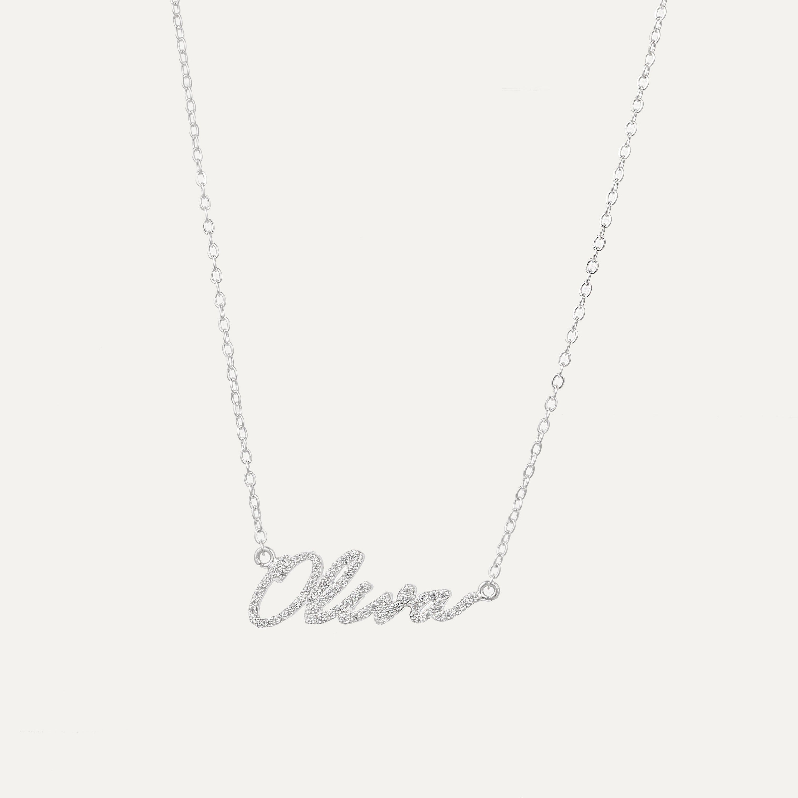 Pavé Handwriting Necklace-Jewelry > Necklaces > Monogram & Name Necklaces-EcoPhilia