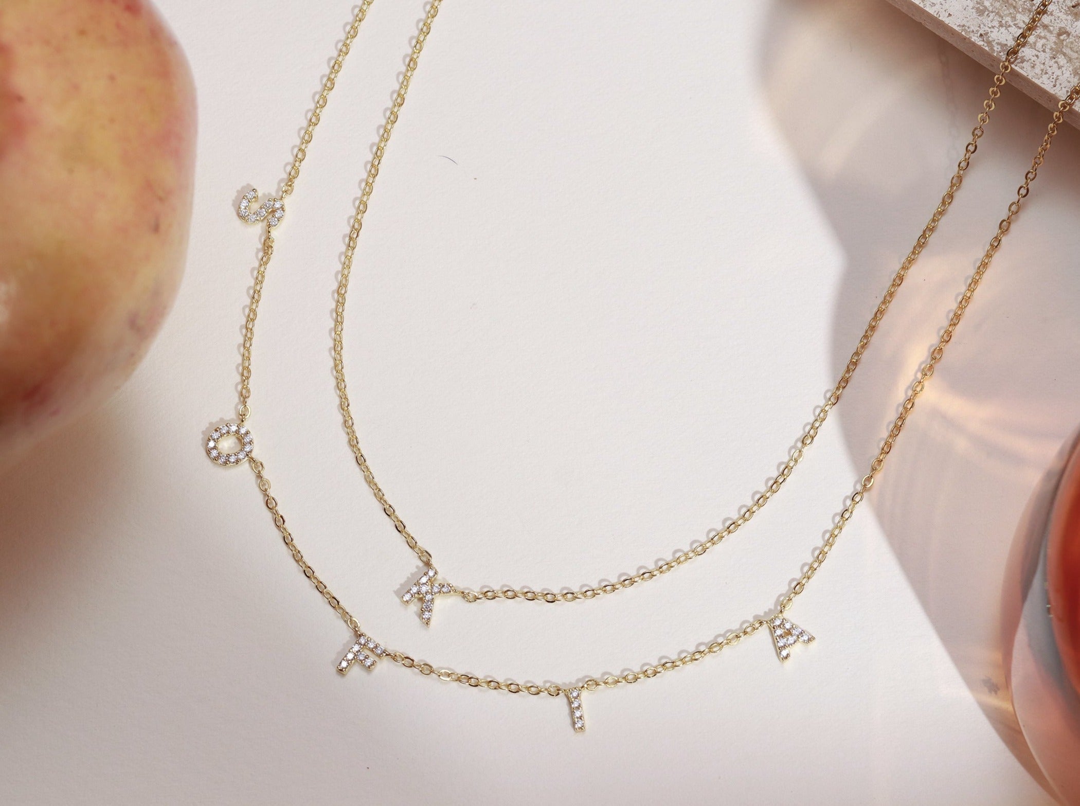 Pavé Letter Name Necklace-Jewelry > Necklaces > Monogram & Name Necklaces-EcoPhilia