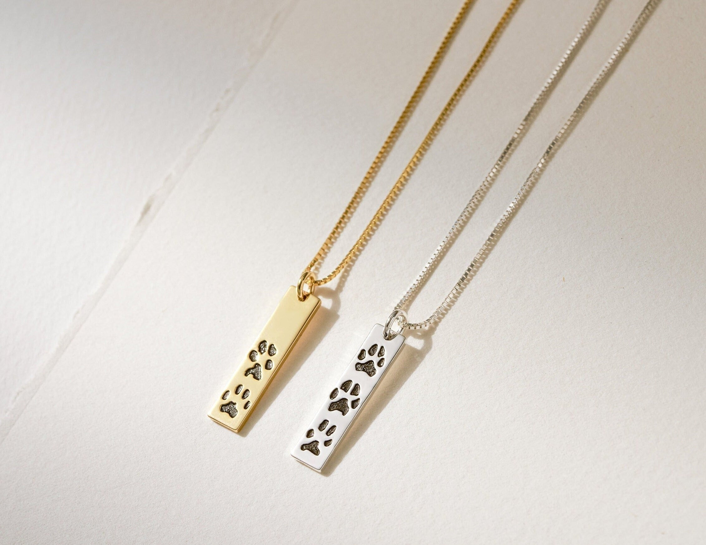 Paw Print Bar Necklace-Jewelry > Necklaces > Pendant Necklaces-EcoPhilia