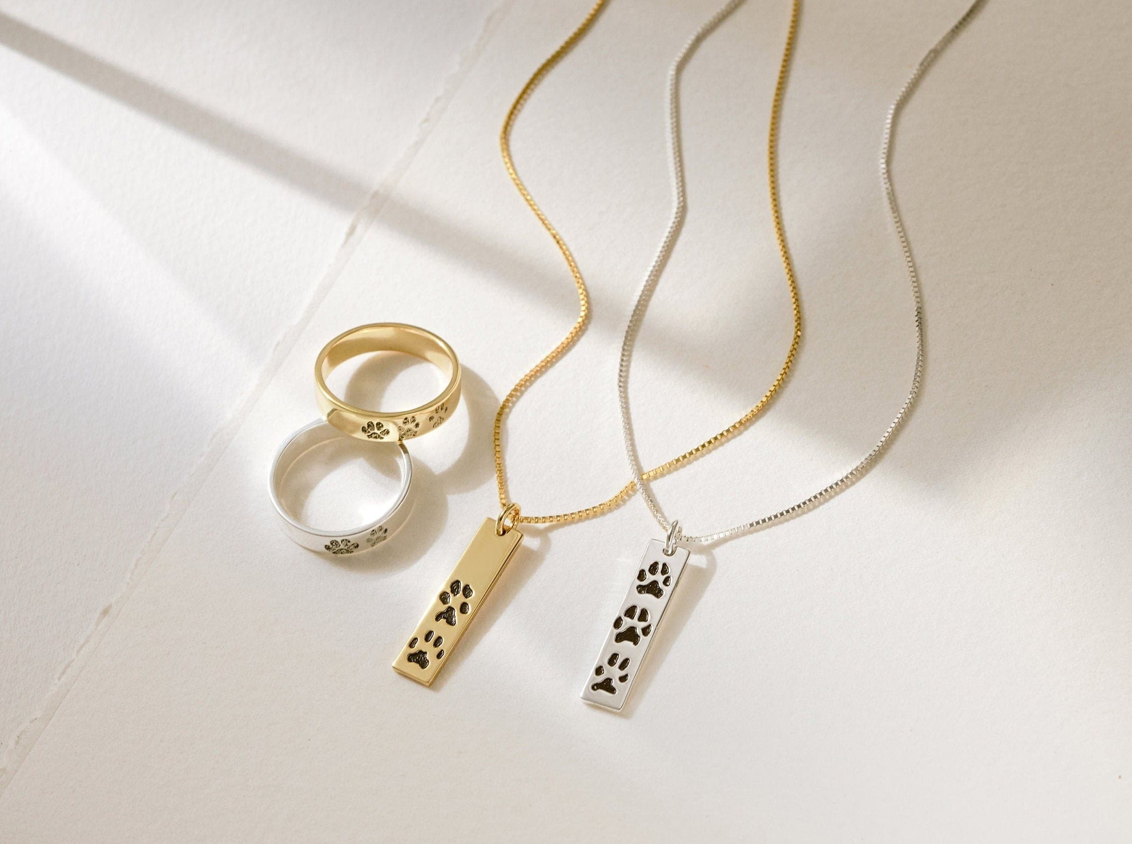 Paw Print Bar Necklace-Jewelry > Necklaces > Pendant Necklaces-EcoPhilia