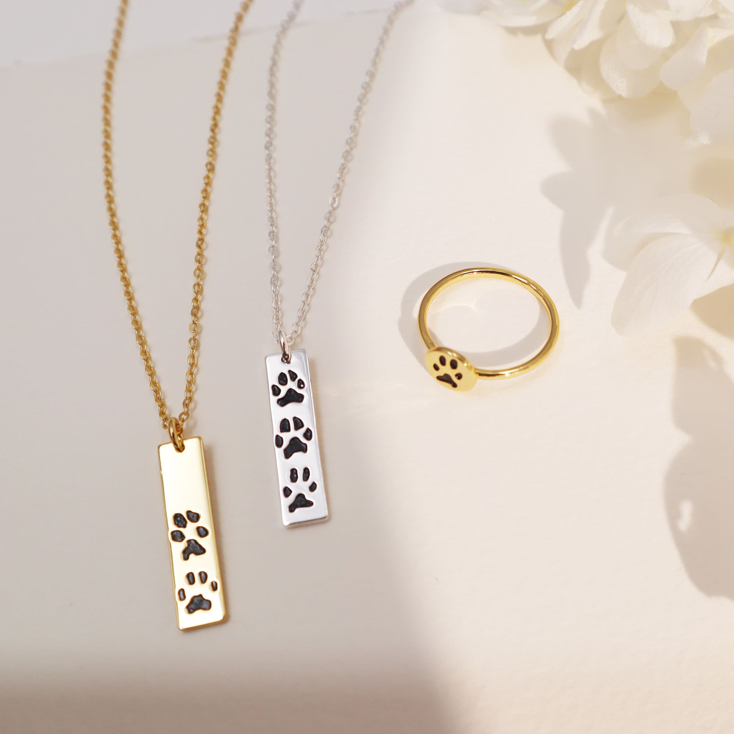 Paw Print Bar Necklace-Jewelry > Necklaces > Pendant Necklaces-EcoPhilia