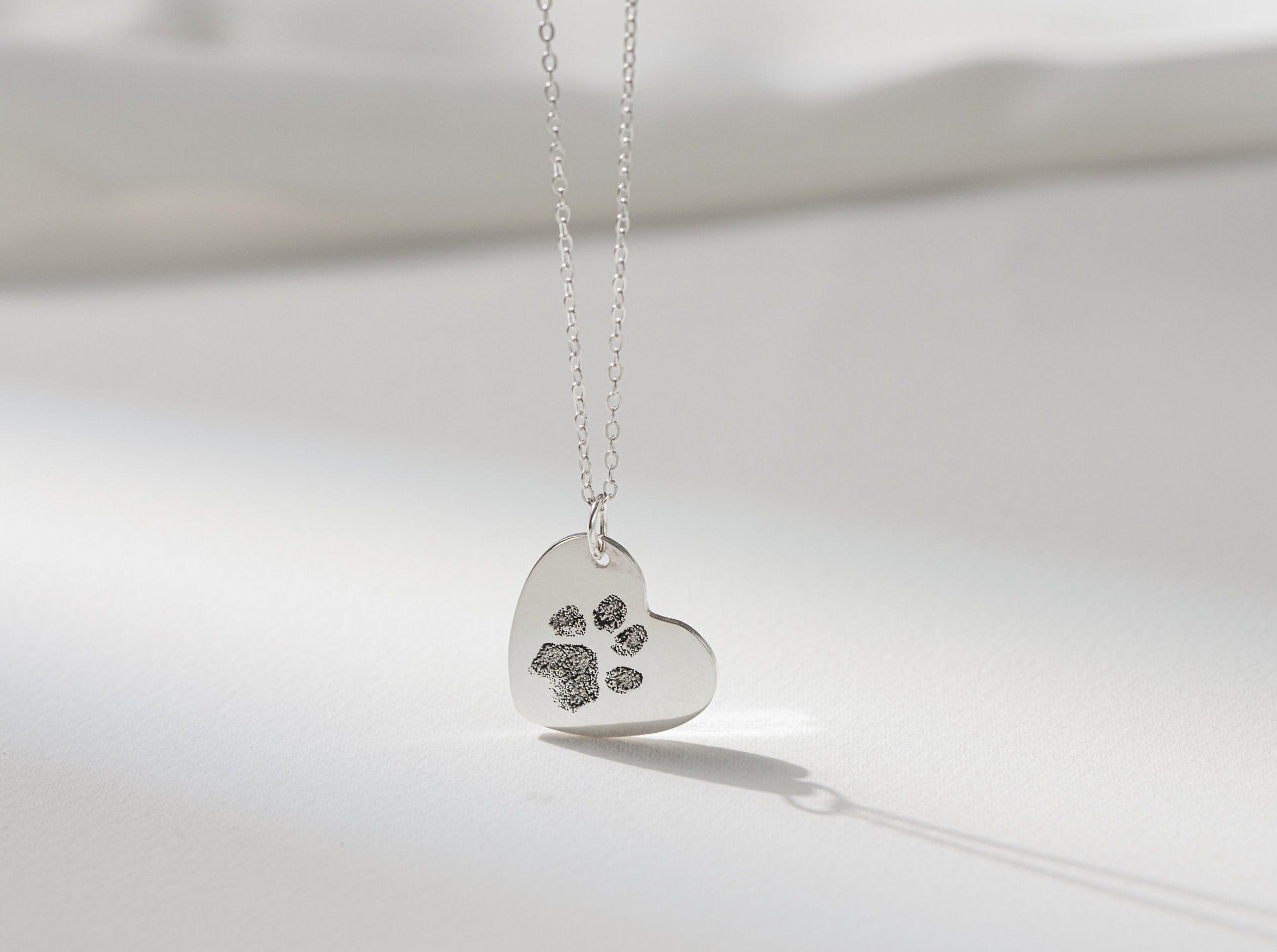 Paw Print Heart Necklace-Jewelry > Necklaces > Pendant Necklaces-EcoPhilia