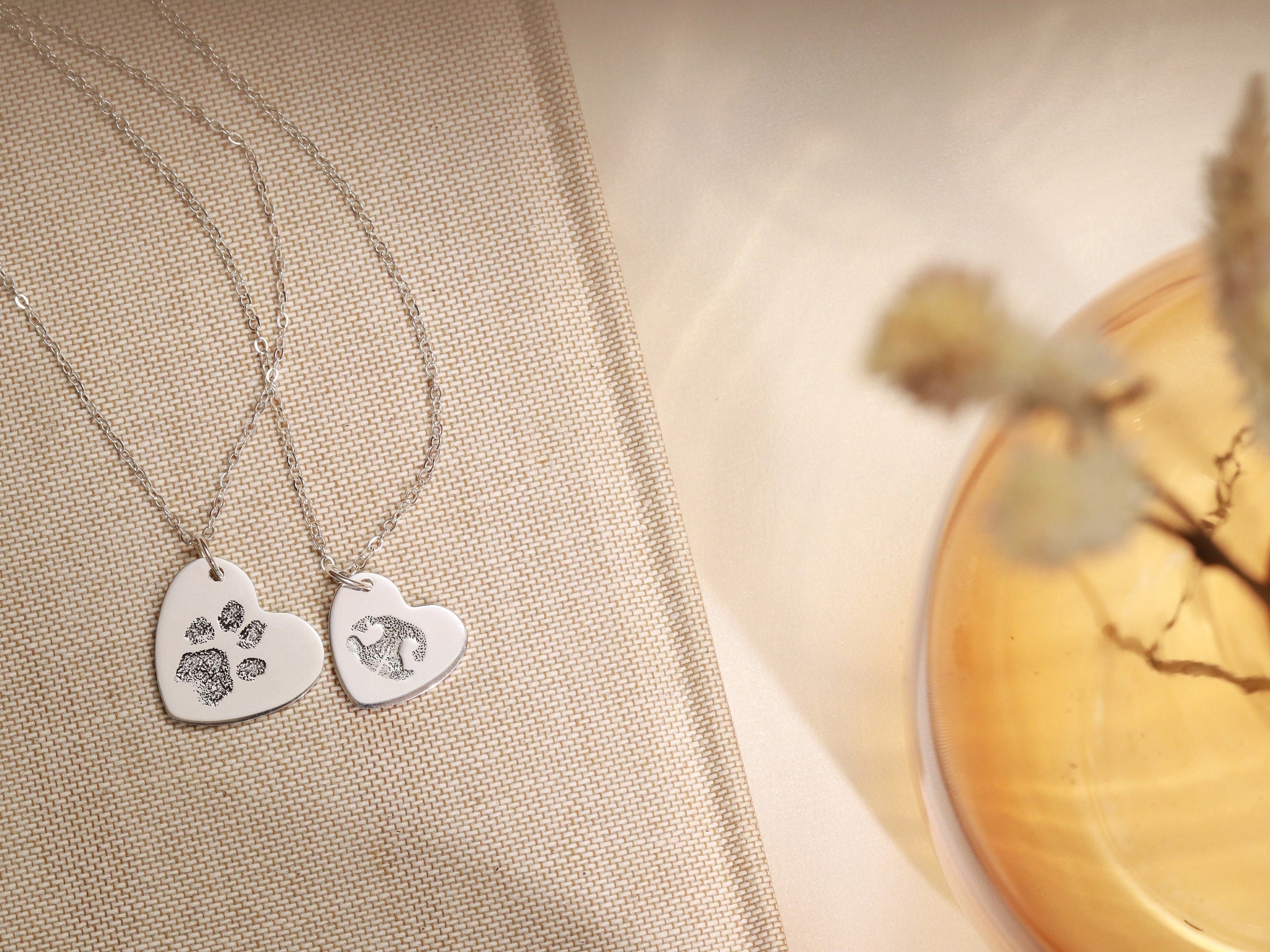 Paw Print Heart Necklace-Jewelry > Necklaces > Pendant Necklaces-EcoPhilia