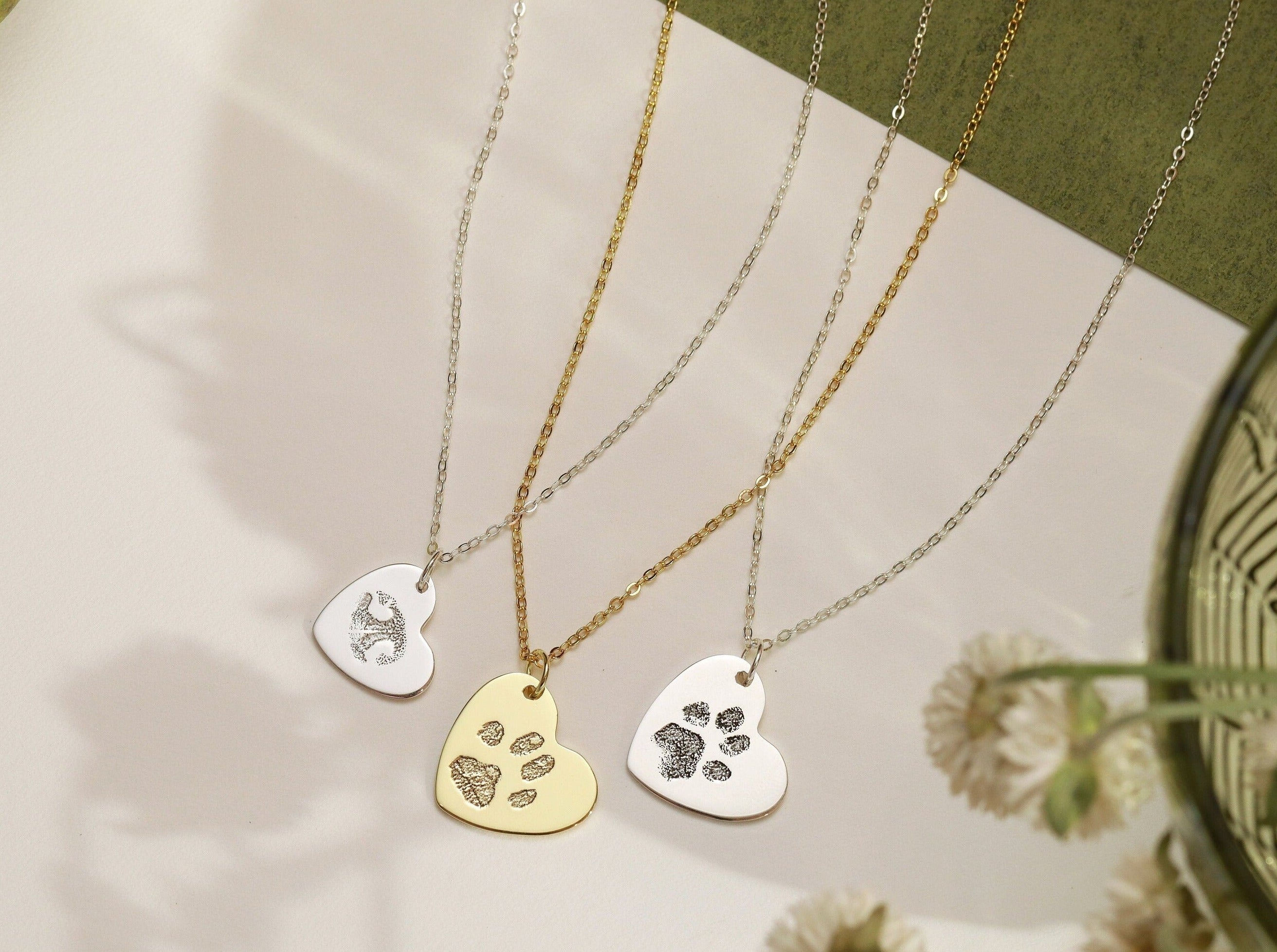 Paw Print Heart Necklace-Jewelry > Necklaces > Pendant Necklaces-EcoPhilia