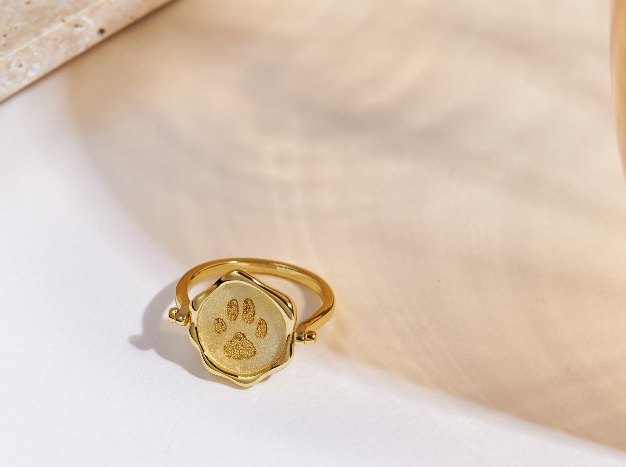 Paw Print Seal Wax Spinner Ring-Jewelry > Rings > Statement Rings-EcoPhilia