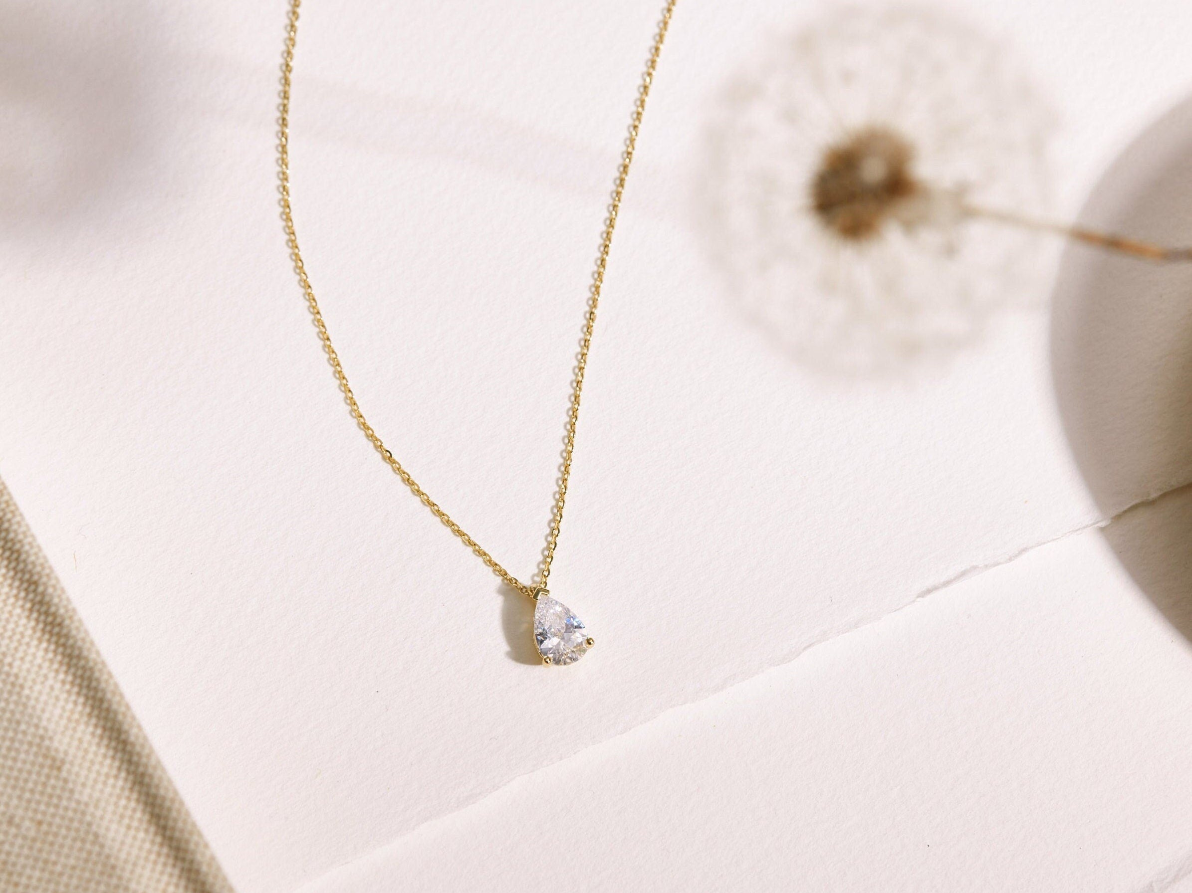 Pear Diamond Necklace-Pear Diamond Necklace-EcoPhilia