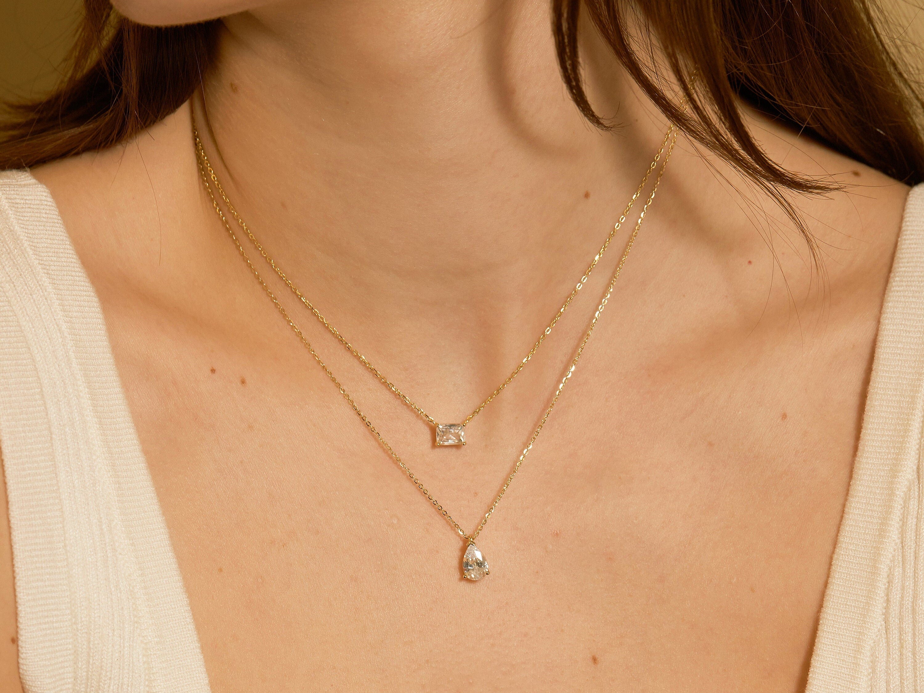 Pear Diamond Necklace-Pear Diamond Necklace-EcoPhilia