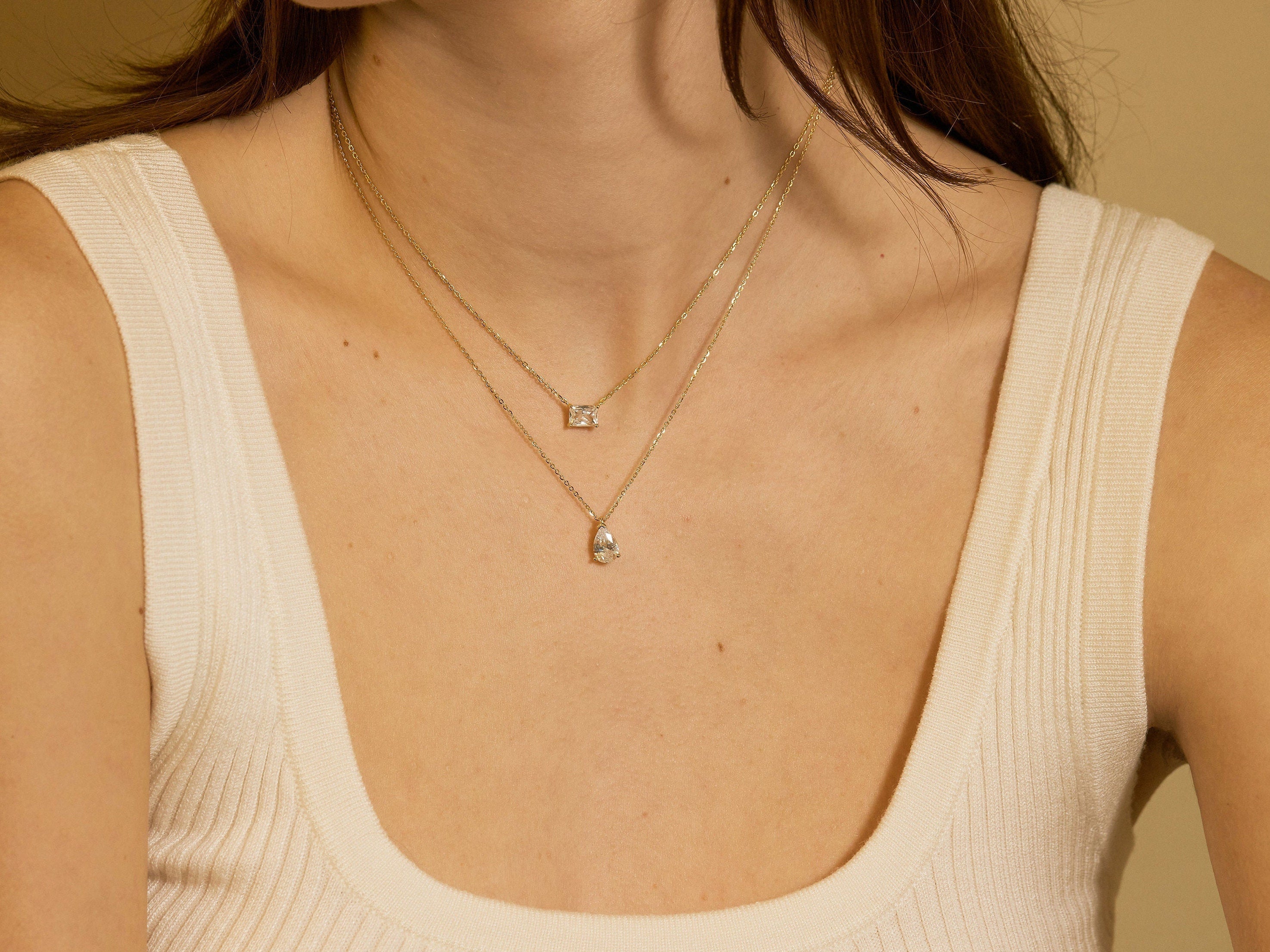 Pear Diamond Necklace-Pear Diamond Necklace-EcoPhilia