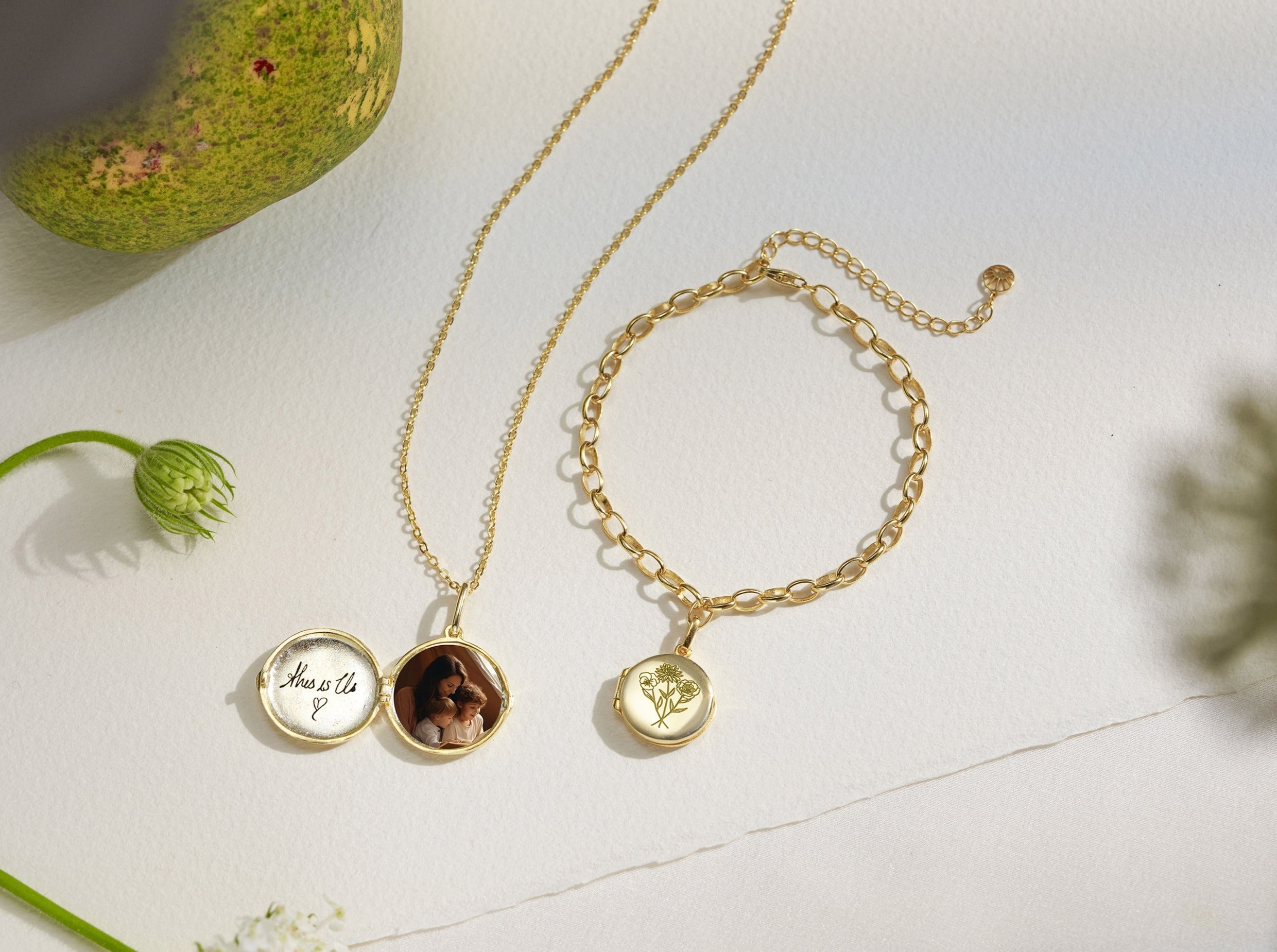 Personalized Birth Flower Engraved Locket Bracelet-Jewelry > Bracelets > Charm Bracelets-EcoPhilia