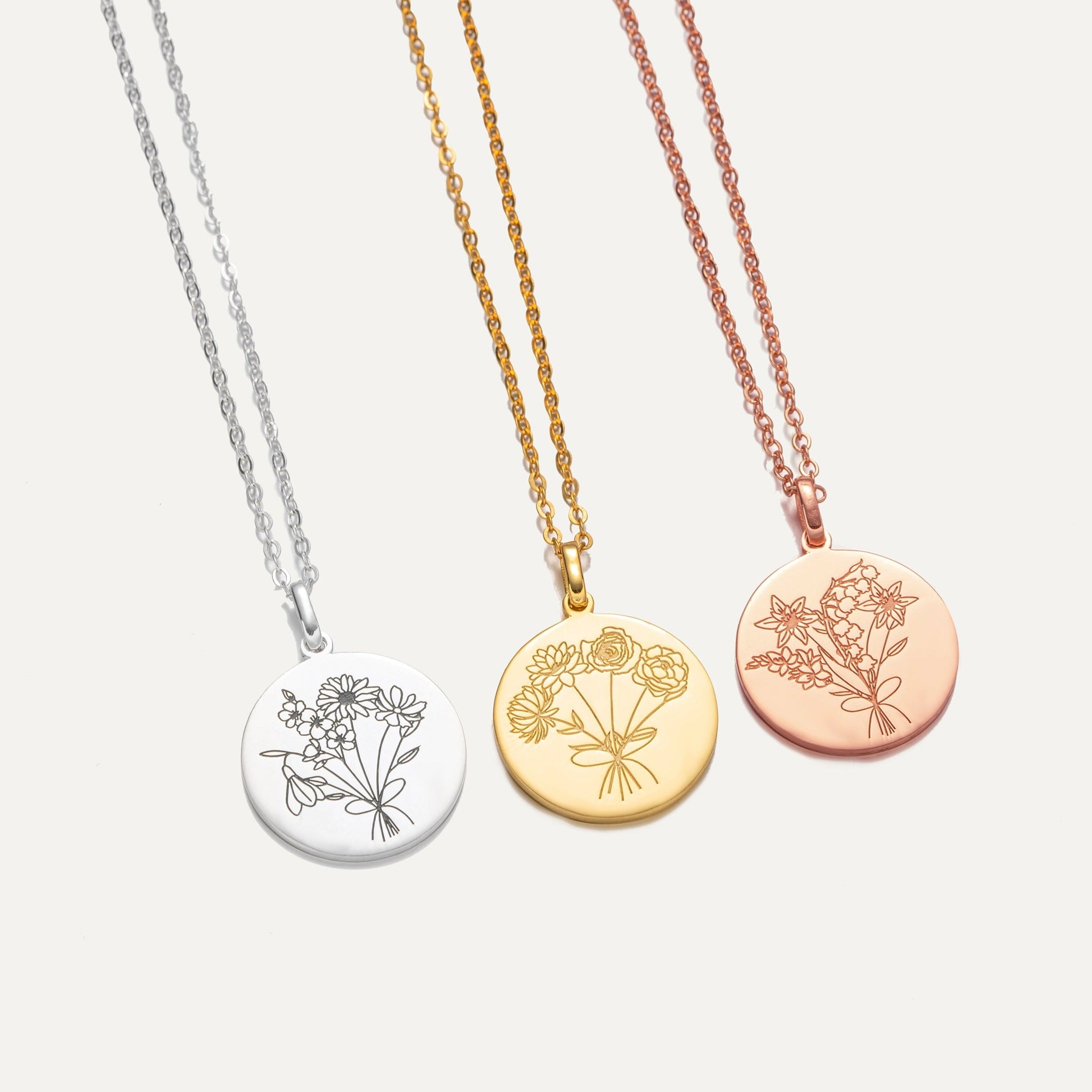 Personalized Bouquet Flower Necklace-Jewelry > Necklaces > Pendant Necklaces-EcoPhilia