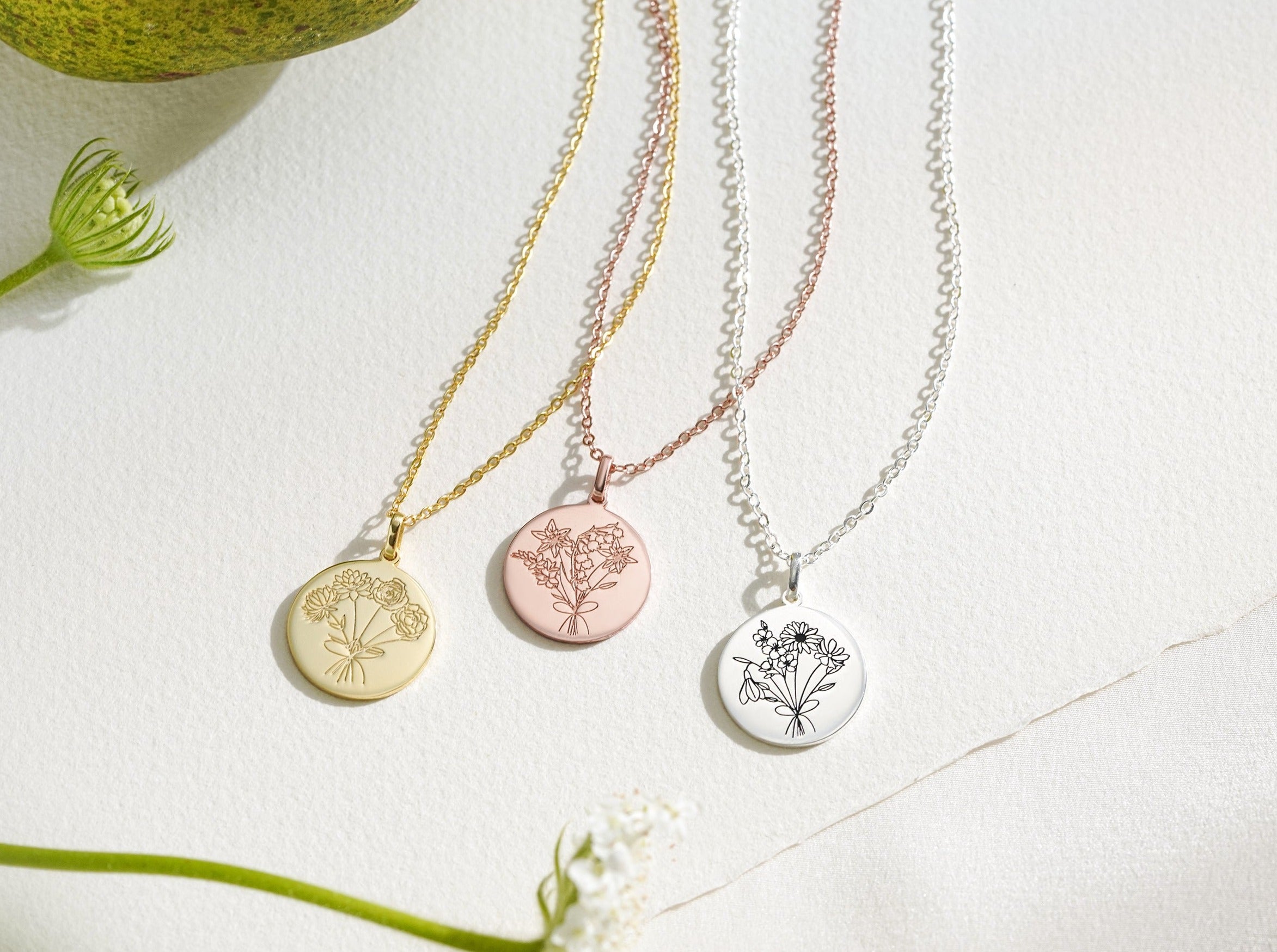 Personalized Bouquet Flower Necklace-Jewelry > Necklaces > Pendant Necklaces-EcoPhilia