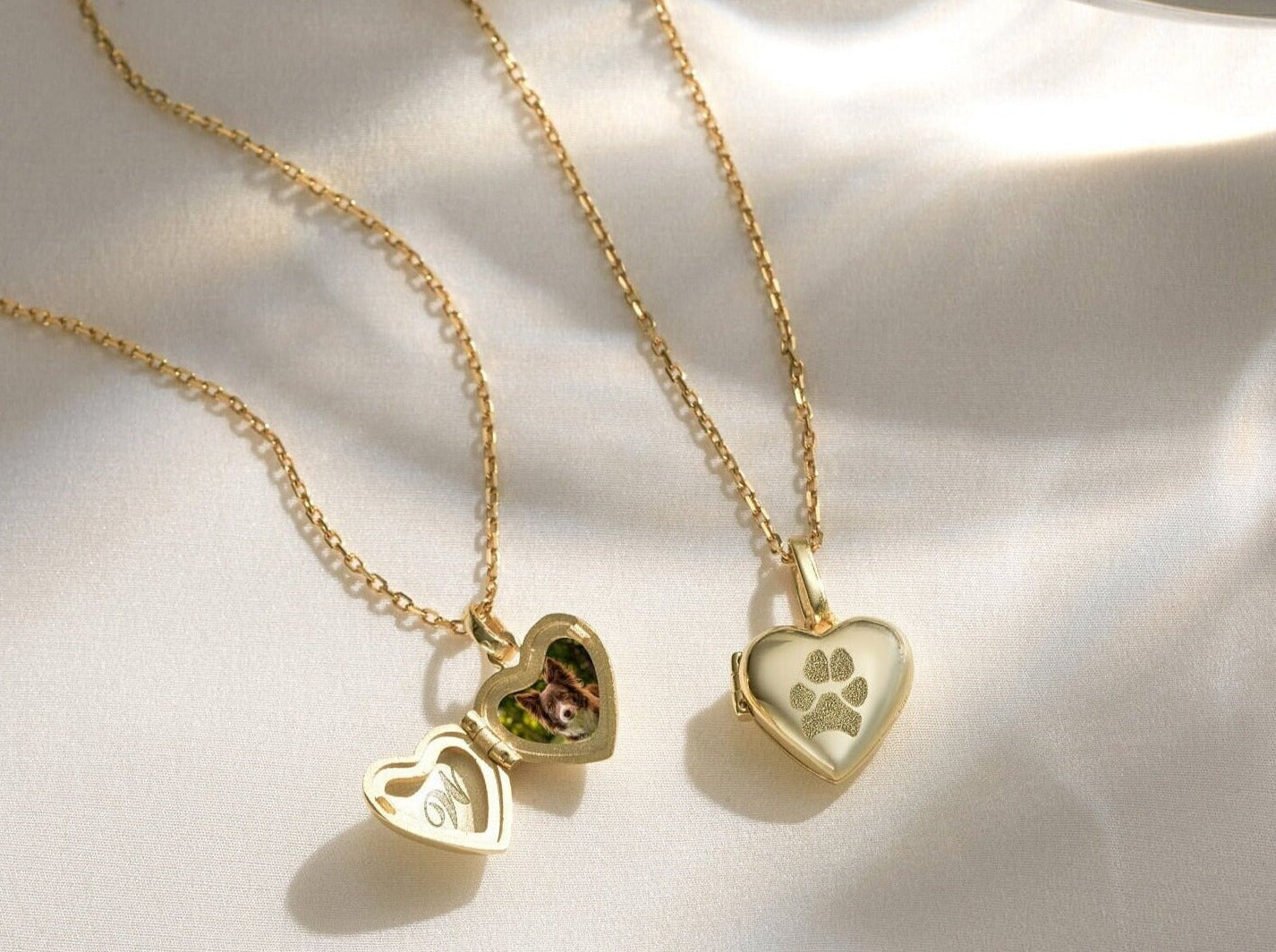 Personalized Heart Pet Paw Locket Necklace-Jewelry > Necklaces > Pendant Necklaces-EcoPhilia