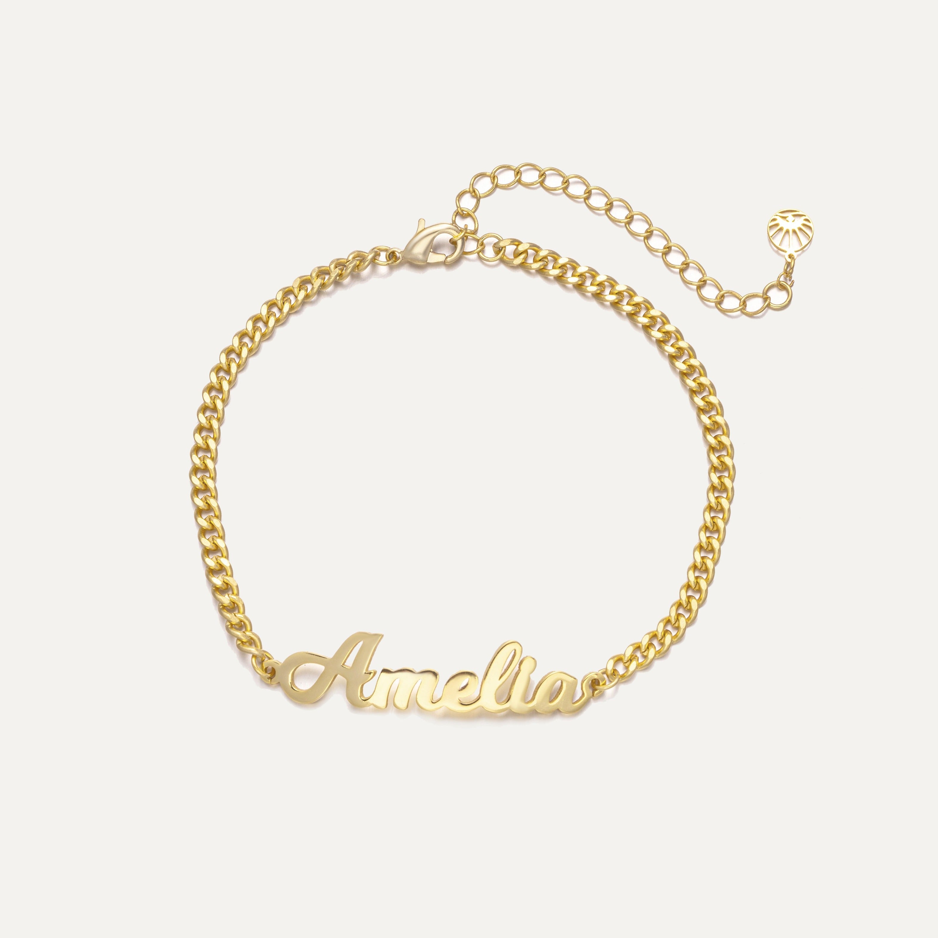 Personalized Name Bracelet in Curb Chain-Jewelry > Bracelets > Chain & Link Bracelets-EcoPhilia