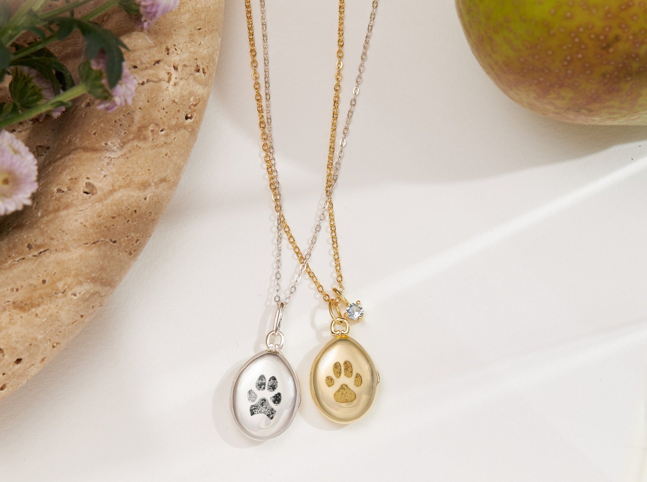 Pet Paw Photo Locket Necklace-Jewelry > Necklaces > Pendant Necklaces-EcoPhilia