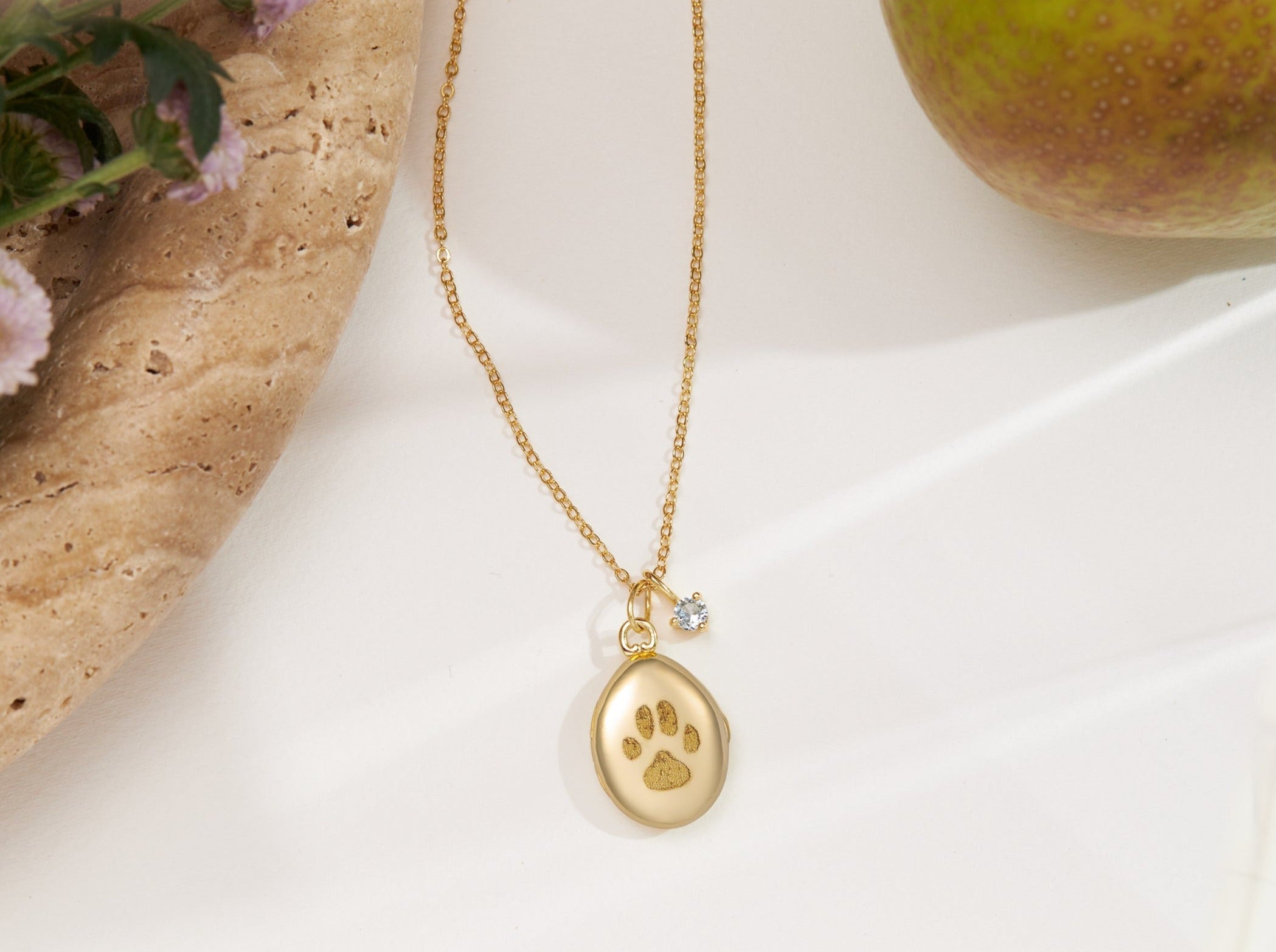 Pet Paw Photo Locket Necklace-Jewelry > Necklaces > Pendant Necklaces-EcoPhilia