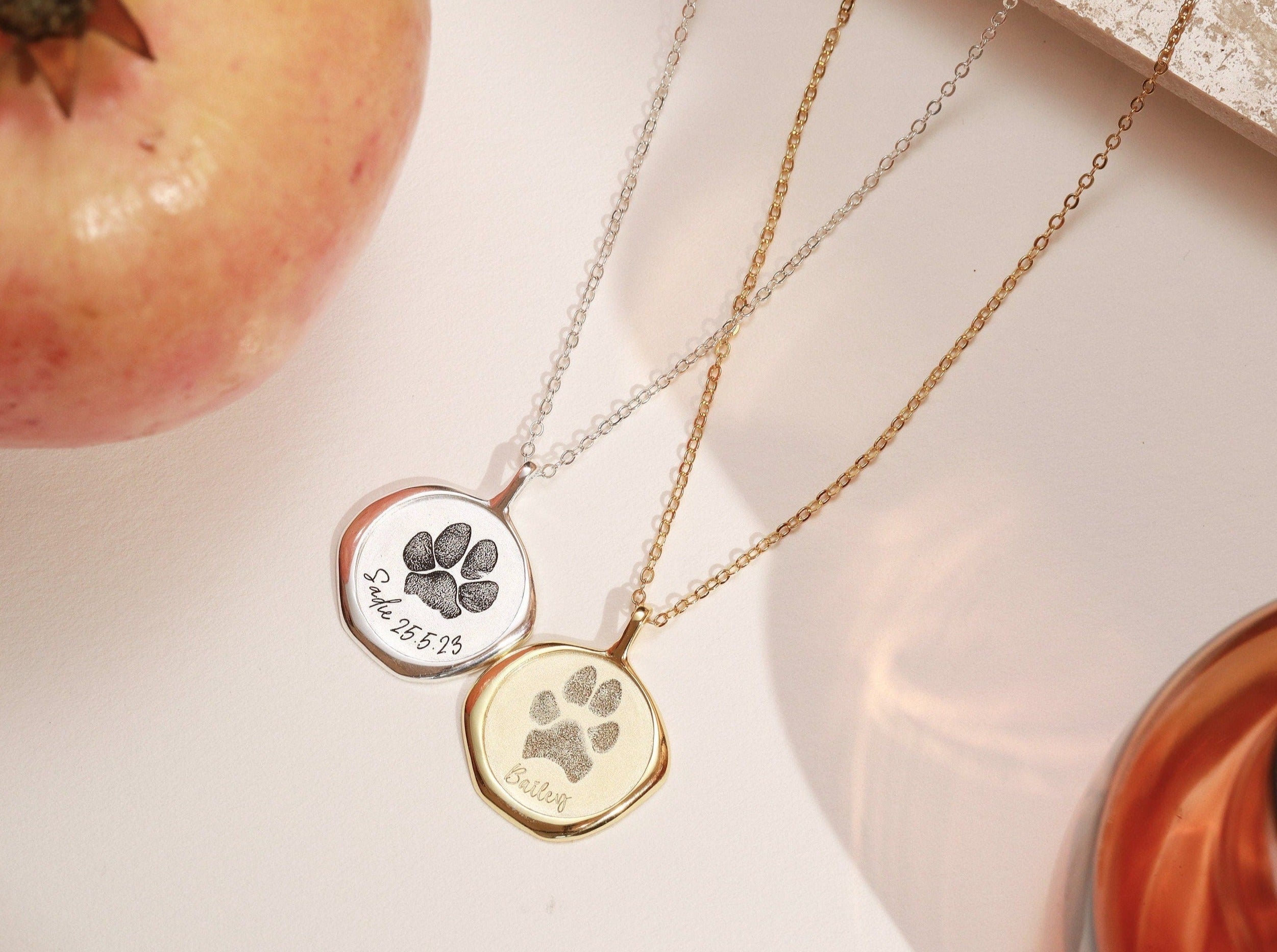 Seal Wax Paw Print Necklace-Jewelry > Necklaces > Pendant Necklaces-EcoPhilia