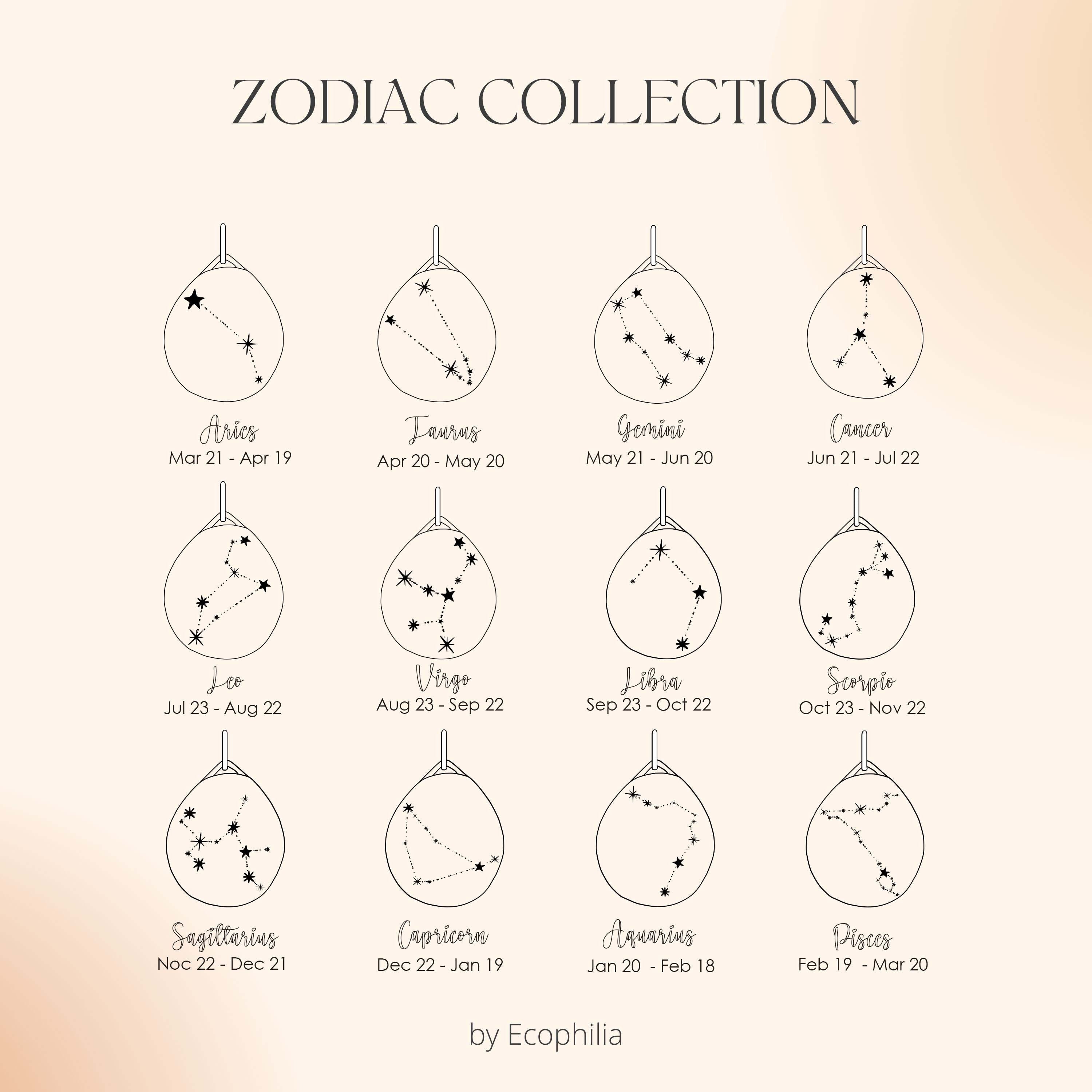 Zodiac Constellation Necklace-Jewelry > Necklaces > Charm Necklaces-EcoPhilia