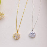 Smile Locket Necklace  - Round Diamond Smiley Face Charm