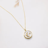 Moon Star Mother of Pearl Locket