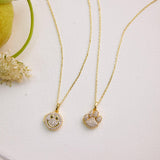 Smile Locket Necklace  - Round Diamond Smiley Face Charm