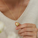 Pavé Sunburst Heart Locket Necklace – Personalized Photo Keepsake