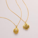 Lucky Clover Diamond Initial Locket Necklace