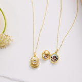 Round Pavé Initial Locket - Personalized Photo Necklace