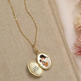 Footprint Oval Photo Locket Necklace