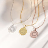 Moon Sunburst Necklace - Personalized Engraved Sterling Silver