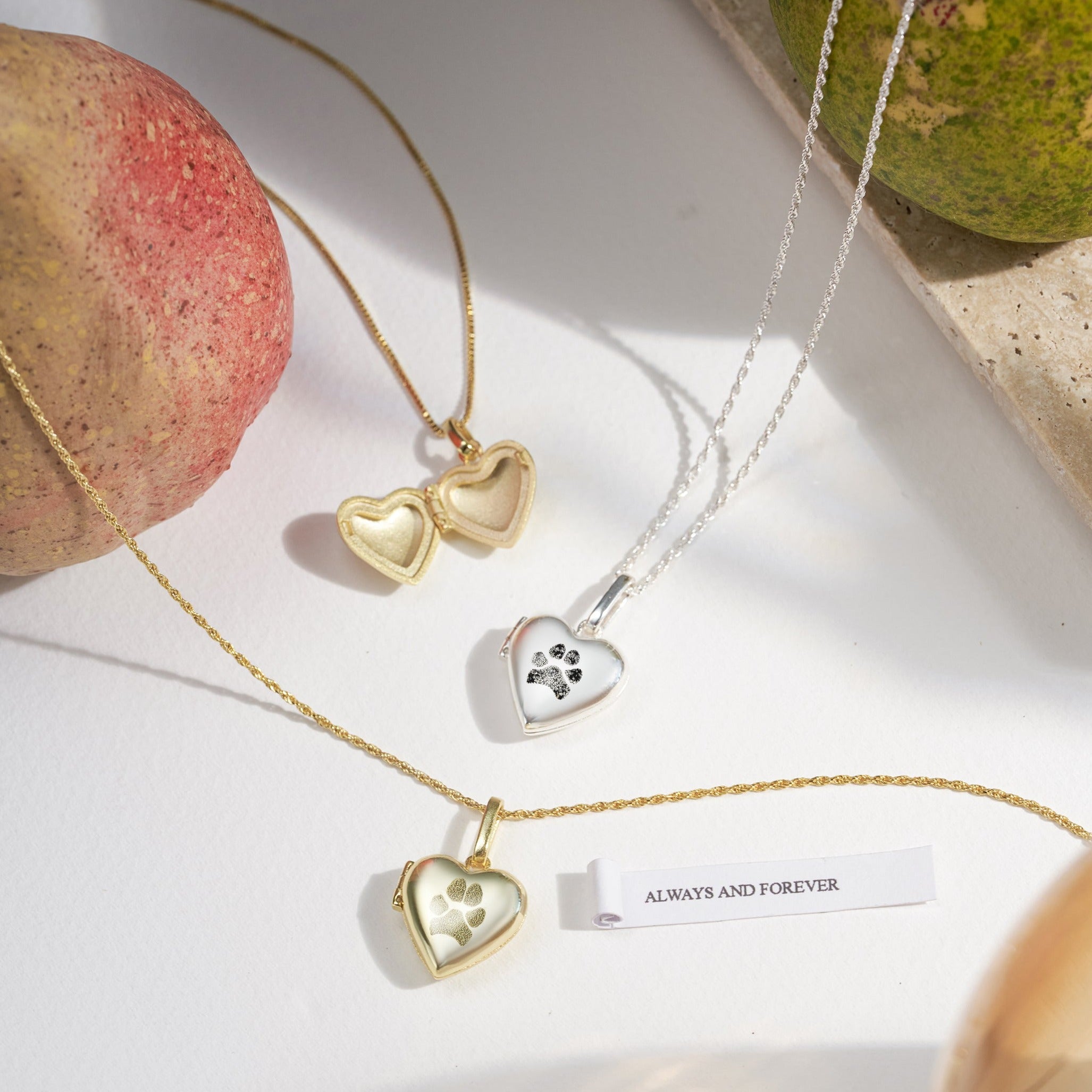 Personalized Heart Pet Paw Locket Necklace Jewelry Necklaces